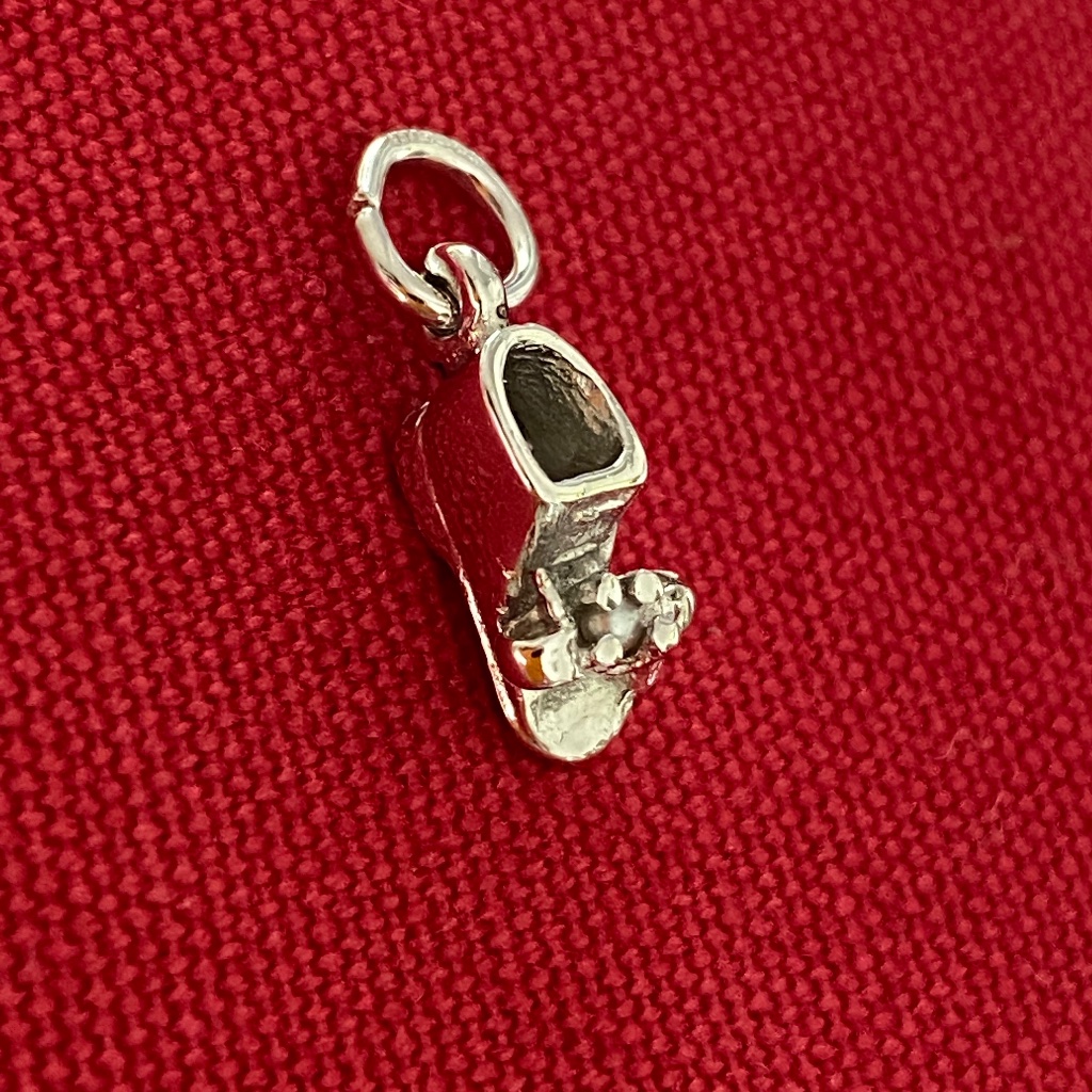 Vtg Rqc Sterling Baby Shoe Bootie With Pearl Charm